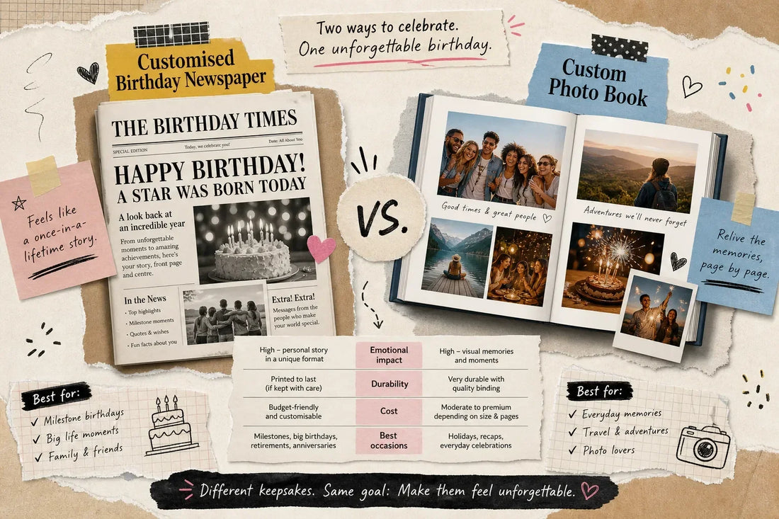 Custom newspaper vs photo book: which keepsake wins?